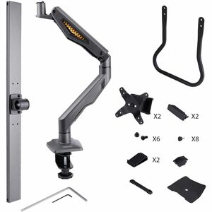 StarTech Desk Mount Dual Monitor Arm w/Crossbar, Up To 27" Display, VESA 75x75/100x100, Max 33lb/15kg, C-Clamp, Mechanical