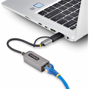 StarTech.com Gigabit Ethernet Adapter for Notebook, Desktop Computer - 10/100/1000Base-T - Portable - Grey - USB 3.2 (Gen 