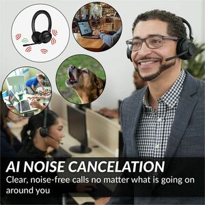 Cyber Acoustics Professional Wireless Headset With AI Noise Cancelation - Stereo - Wireless - Bluetooth - Over-the-head - 