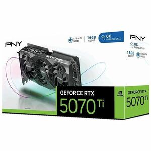 PNY NVIDIA GeForce RTX 5070 Ti Grafikkarte - 16 GB GDDR7 - Gesamthöhe - 7680 x 4320 - 2,30 GHz Core - 2,57 GHz Boost-Taktf