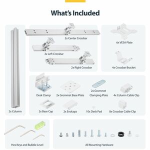 StarTech.com Desk Mount for Display Screen, Monitor - White - Landscape/Portrait - Height Adjustable - 6 Display(s) Suppor