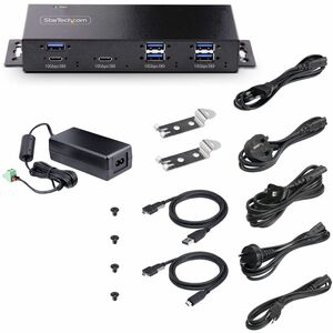 StarTech.com 7-Port Industrial USB 10Gbps Hub with Power Adapter, Mountable, 5x USB-A and 2x USB-C Downstream Ports, ESD P
