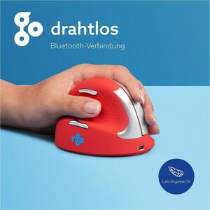 R-Go HE Sport Vertical mouse Maus - Bluetooth - USB Typ-A - Optisch - 5 Taste(n) - Rot - Kabellos - 10 m - 2,40 GHz - wied