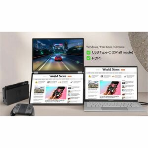 Asus ZenScreen Duo MQ149CD 14" Class WUXGA OLED Monitor - 16:10 - Silver - 14" Viewable - OLED - 1920 x 1200 - 1073.7 Mill