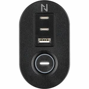 Neomounts VOLT DS22-840BL6 Power Outlet - 3 x Power Receptacles - 230 V AC Clamp Mount, Desktop, Under Table - Black - Pla