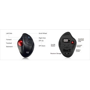 Adesso iMouse T30 Mouse - Radio Frequency - USB - Optical - 7 Button(s) - Black - Wireless - 2.40 GHz - 4800 dpi - Trackba