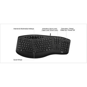 Adesso Tru-Form 160 Rugged Keyboard - Cable Connectivity - USB Interface - Scroll Wheel - English (US) - Black - Membrane 