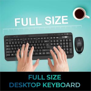 Adesso Wireless Desktop WKB-1320CB Keyboard & Mouse - English (US) - 1 Each - USB Membrane Wireless RF 2.40 GHz Keyboard -