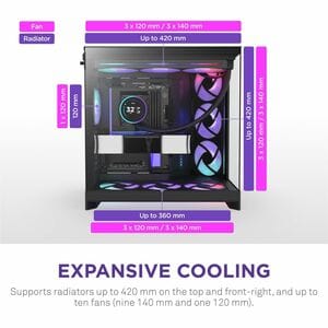 NZXT H9 Flow CM-H92FB-P1 Computer Case - ATX Motherboard Supported - Mid-tower - Glass, Tempered Glass, Steel, Galvanized 