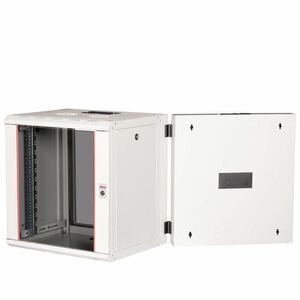 Roline 12U Wandmontierbar Geschlossener Schrank Rackschrank für Networking450 mm Rack Depth - Hellgrau - Glas, Stahl, Blec