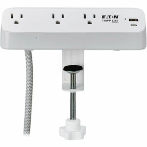 Tripp Lite series Protect It! TLP308U20CLAMP 3-Outlets Surge Suppressor/Protector - White - NEMA 5-15P - 3 x NEMA 5-15R, 1