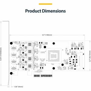 StarTech.com Carte PCIe USB-C 4 Ports, USB 3.2 10 Gbps, Carte d'Extension PCI Express USB-C, 4 Contrôleurs USB Indépendant