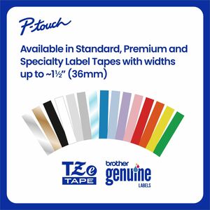 Brother Genuine P-touch TZe251 BK on WHT Label Tape, Laminated, 24mmX8m - 15/16" (24 mm) Width - White - Laminated - Water