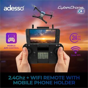 Adesso CyberDrone X3 Aerial Drone - 14+ Age - 2.40 GHz - 0.28 Hour Run Time - 300 m Operating Range - Wi-Fi - Outdoor