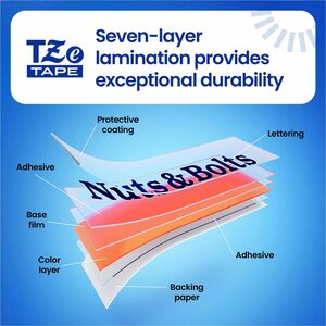 Brother Genuine P-touch TZe211 BK on WHT Label Tape, Laminated, 6mmX8m - x 15/64" (6 mm) Width - White - Polyethylene Tere