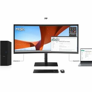 Samsung ViewFinity S34C652UEU 34" Class UW-QHD Curved Screen LED Monitor - 21:9 - Black - 86.4 cm (34") Viewable - Vertica