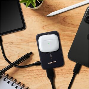 Cargador portátil Adata R100 - Negro - Para iPhone, Smartphone - Litio Polímero (Li-Polímero) - 10000mAh - 20W - 3A, 2.22A