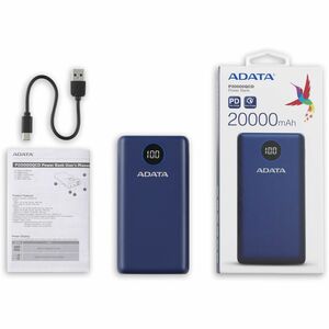 Cargador portátil Adata AP20000QCD-DGT-CDB - Azul - Para Teléfono móvil, Consola de juegos - Litio Polímero (Li-Polímero) 
