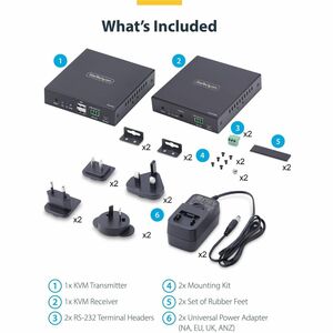 StarTech.com KVM Extender Transmitter/Receiver - Wired - 4K - 3840 x 2160 Maximum Video Resolution - 2 x Network (RJ-45) -