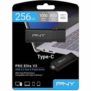 Lecteur flash PNY PRO Elite V3 - 256 Go - USB 3.2 (Gen 2) Type C - 1000 Mo/s Read Speed - 800 Mo/s Write Speed