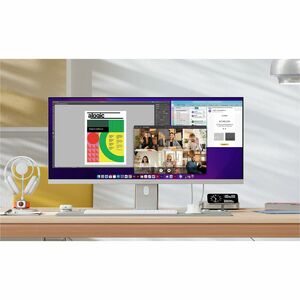 ALOGIC Edge 40in Ultrawide WQHD LCD Monitor with 90W PD Silver HDMI cable USB-C cable Power Adaptor
