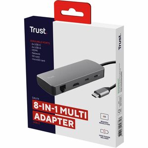 Trust Dalyx USB-Typ C Docking Station für Notebook, Tablet-PC - Ladefunktion - Speicherkartenleser - SD, microSD - Grau - 