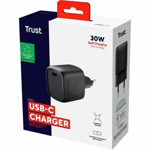 Adattatore CA Trust Maxo - 30 W - Adattatore universale - 1 USB Type-C - Per Smartphone, Computer portatile, Tablet PC - E