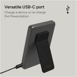 Mophie powerstation Power Bank - Black - For Qi2-enabled Device, Smartphone, MagSafe-enabled Device - 5000 mAh - 20 W - US