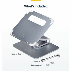 StarTech.com Telescopic Laptop Stand, 360 Swivel Base, Rotating Computer Riser for Desk, Adjustable Height/Tilt, Max 11lb/