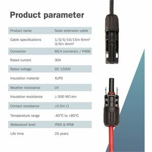 Digitus Solarmodul-Verlängerungskabel - 10 m - für Solarpanel, Leistungswechselrichter - MC4 / MC4 - 1000 V AC / 30 A, 150
