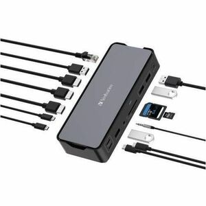 Docking station Verbatim USB Type-C per Altoparlante, Cuffie - Compatibilita carica - Lettore schede di memoria - SD, micr
