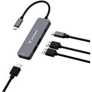 Docking station Verbatim USB Type-C - Compatibilita carica - 4K @30Hz - 3840 x 2160 - 3 x Porte USB - 2 x Porte USB Tipo-A