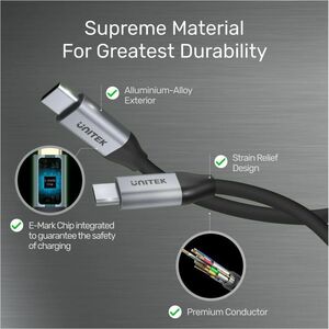 Unitek 2 m USB-C Audio/Video/Data Transfer Cable - 1 - Cable for Monitor, TV, MacBook Pro, Charger, iPad Pro - First End: 