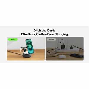 Belkin UltraCharge Pro Induction Charger - Charcoal - For Qi2-enabled Device, AirPod, Smartwatch, Smartphone, iPhone - 30 