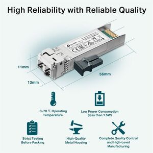 TP-Link Omada SM5110-SR SFP+ - 1 x LC/UPC 10GBase-SR Duplex Network - For Data Networking, Optical Network - Optical Fiber
