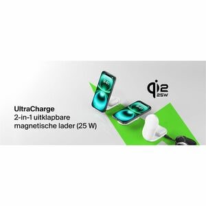 Belkin UltraCharge Induktionsladegerät - Weiß - für Qi2-fähiges Gerät, iPhone, AirPod, Smartwatch - Eingangsstecker: USB -