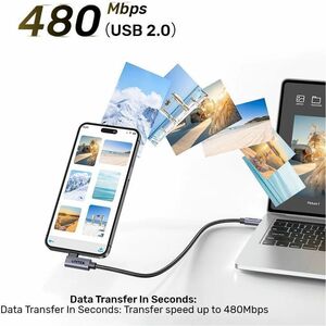 Unitek 50 cm USB-C Data Transfer Cable - 1 - Cable for Notebook, MacBook, MacBook Pro - First End: 1 x USB 2.0 Type-C - Ma