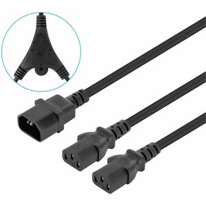 Cable de alimentación divisor en Y, un conector C14 a 2 x C13, 1.8 m, Cable de alimentación doble con dos conectores C13 h