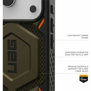 Urban Armor Gear Monarch Pro Kevlar iPhone 17 Pro Case - Kevlar Element Green - For Apple iPhone 17 Pro Smartphone - Kevla