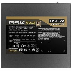 Système d'alimentation Antec GSK850 V2 Modulaire - 850 W - Interne - 120 V AC, 230 V AC Entrée - 3.3 V DC, 5 V DC, 12 V DC