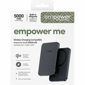 PanzerGlass empower Power Bank - Space Black - For iPhone - 5000 mAh - 20 W - USB Type-C Connector - 1 x USB - Compact, Qi