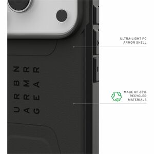 Urban Armor Gear Civilian Rugged Case for Apple iPhone 17 Pro Smartphone - Black - Anti-slip, Damage Resistant, Drop Resis