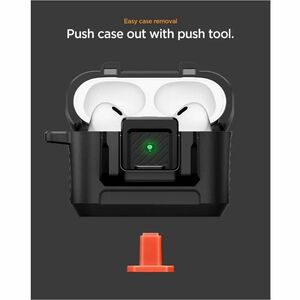 Spigen Lock Fit Carrying Case Apple AirPods Pro 3 - Matte Black - Drop Resistant - Thermoplastic Polyurethane (TPU) Exteri