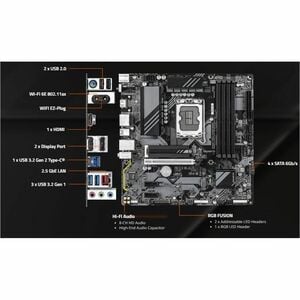 GIGABYTE Ultra Durable B760M DS3H WF6E GEN5 Gaming Desktop Motherboard - Intel B760 Chipset - Socket LGA-1700 - Micro ATX 