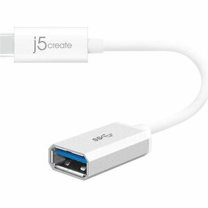 j5create JUCX05 Data Transfer Adapter - 1 Each - 1 x USB Type C - Male - 1 x USB 3.1 Type A - Female - Silver, White