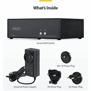 StarTech Secure 2-Port Dual-Monitor KVM Switch, HDMI or DisplayPort, 4K 60Hz, NIAP 4.0, CAC, Made in the USA - Securely co