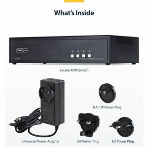 StarTech Secure 4-Port Dual-Monitor KVM Switch, HDMI or DisplayPort, 4K 60Hz, NIAP 4.0, CAC, Made in the USA - Securely co