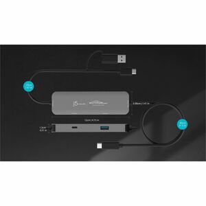 j5create Wormhole Switch JCH422-N Hub USB - USB Tipo C, USB tipo A - 640 MB/s - Tablet, Smartphone, Rato, Teclado, Unidade
