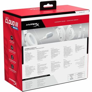 HyperX Cloud III S Wireless Over-the-head, Over-the-ear Stereo Gaming Headset - White - Binaural - Circumaural - 2000 cm -