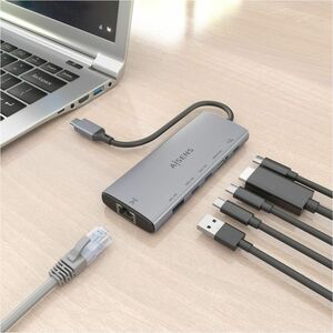 USB-C DOCK 6 EN 1 USB-C A HDMI RJ45 USB-A 2XUSB-C USB-C PD GRIS